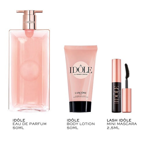 LANCOME IDOLE SET 50ML EDP SPRAY + BODY CREAM 50ML + MASCARA 2.5ML