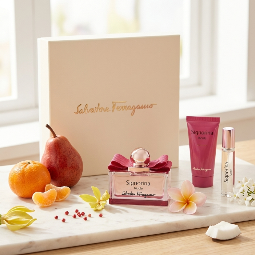 SALVATORE FERRAGAMO SIGNORINA RIBELLE WOMEN 3 PSC SET WITH 100ML EDP + 10ML EDP + 50ML BL