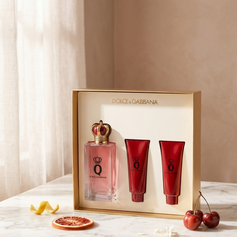 DOLCE & GABBANA Q WOMEN 3PSC SET WITH 100ML EDP +  50ML S/G + 50ML B/L