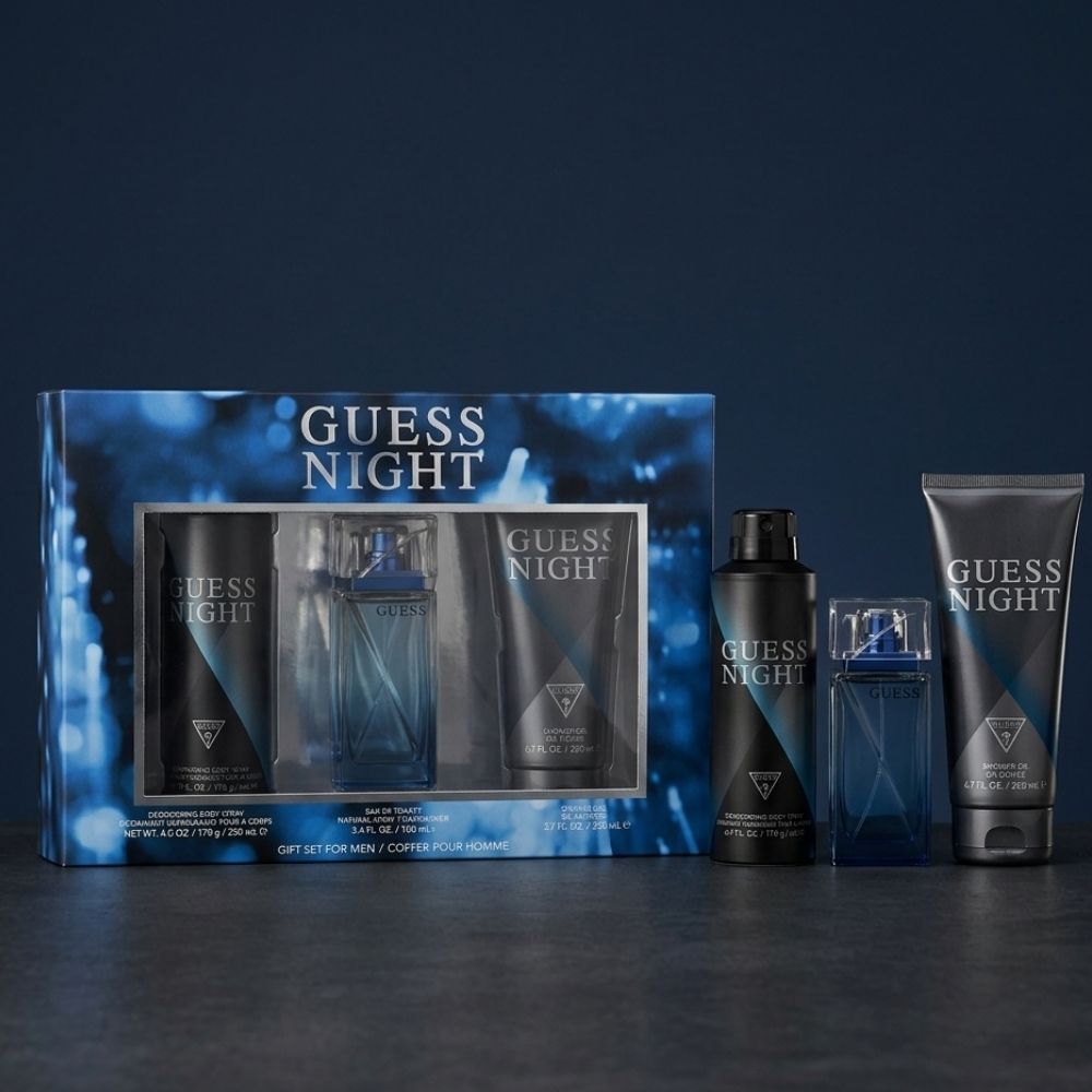 GUESS NIGHT MEN 3 PSC. GIFT SET WITH 100ML EDT + 220ML BS + 200ML SG
