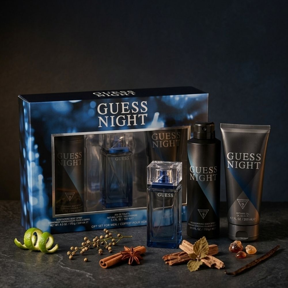 GUESS NIGHT MEN 3 PSC. GIFT SET WITH 100ML EDT + 220ML BS + 200ML SG