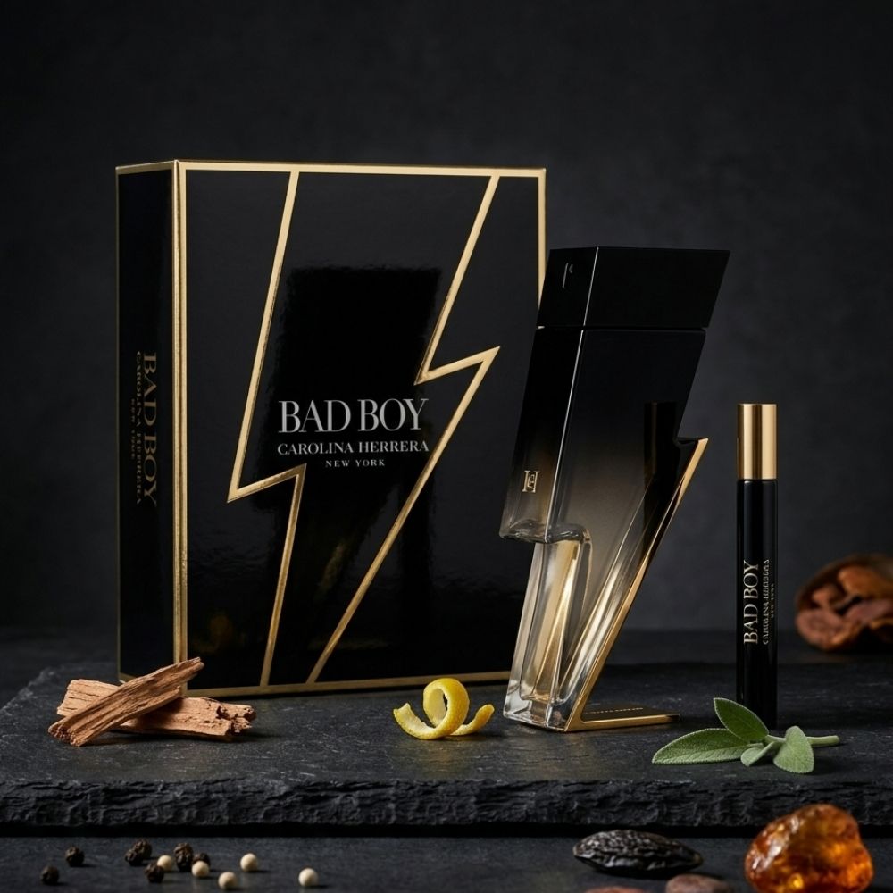 CAROLINA HERRERA BAD BOY 2 PCS SET FOR MEN 100ml EDT  + 10ml EDT SPRAY