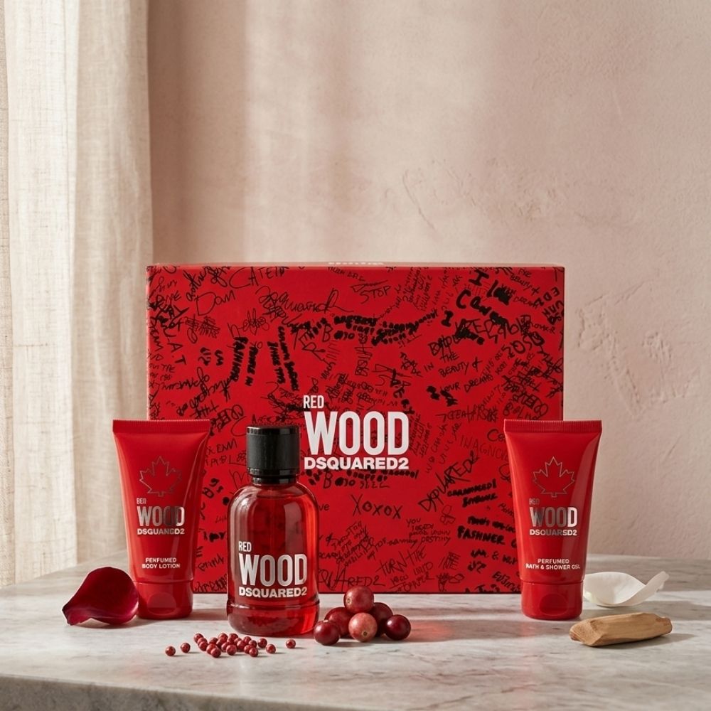 DSQUARED2 RED WOOD POUR FEMME 3PSC GIFT SET WITH 50ML EDT + 50ML BL + 50ML SG