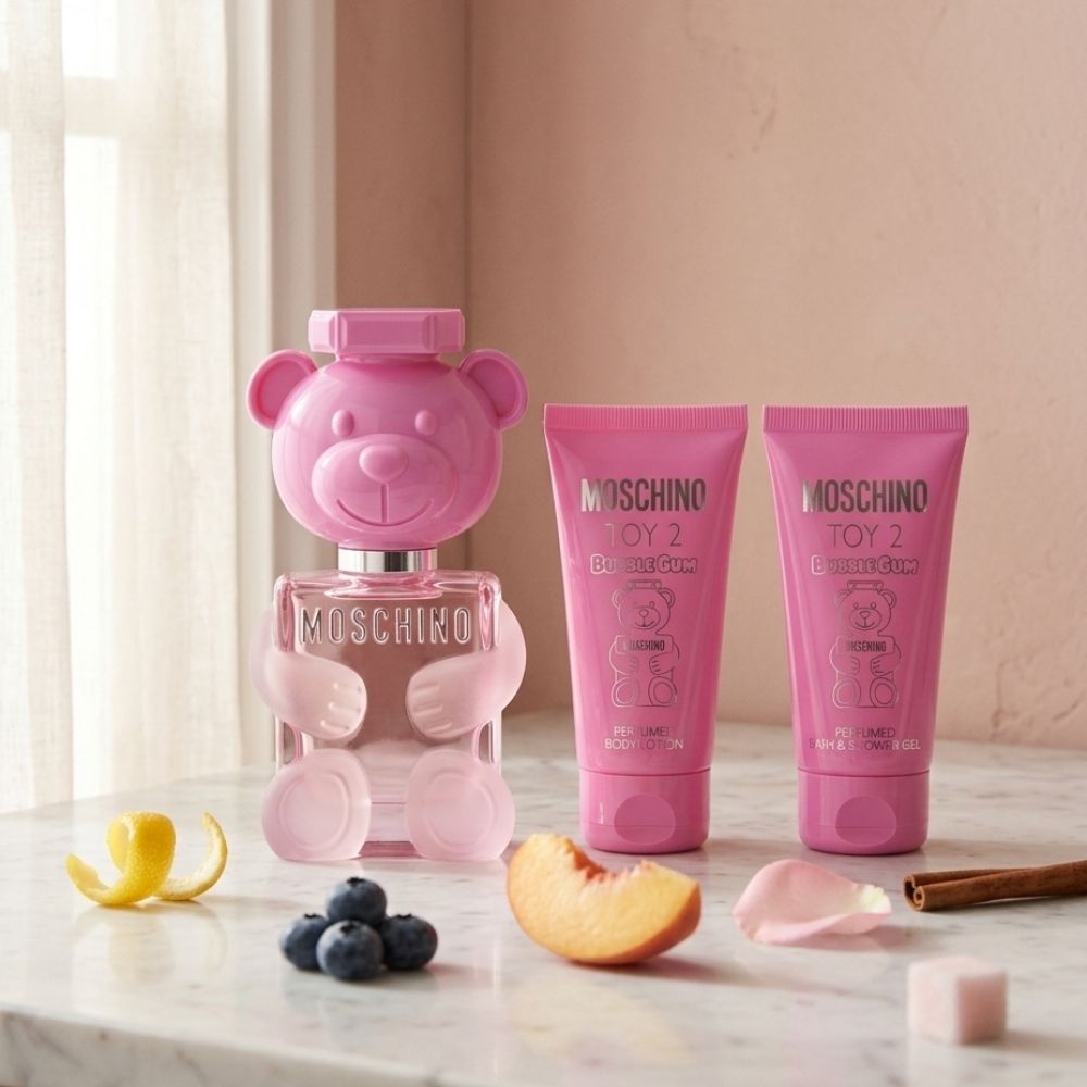 MOSCHINO TOY 2 BUBBLEGUM WOMEN 3PSC GIFT SET WITH 50ML EDT + 50ML BODY LOTION + 50ML SHOWER GEL