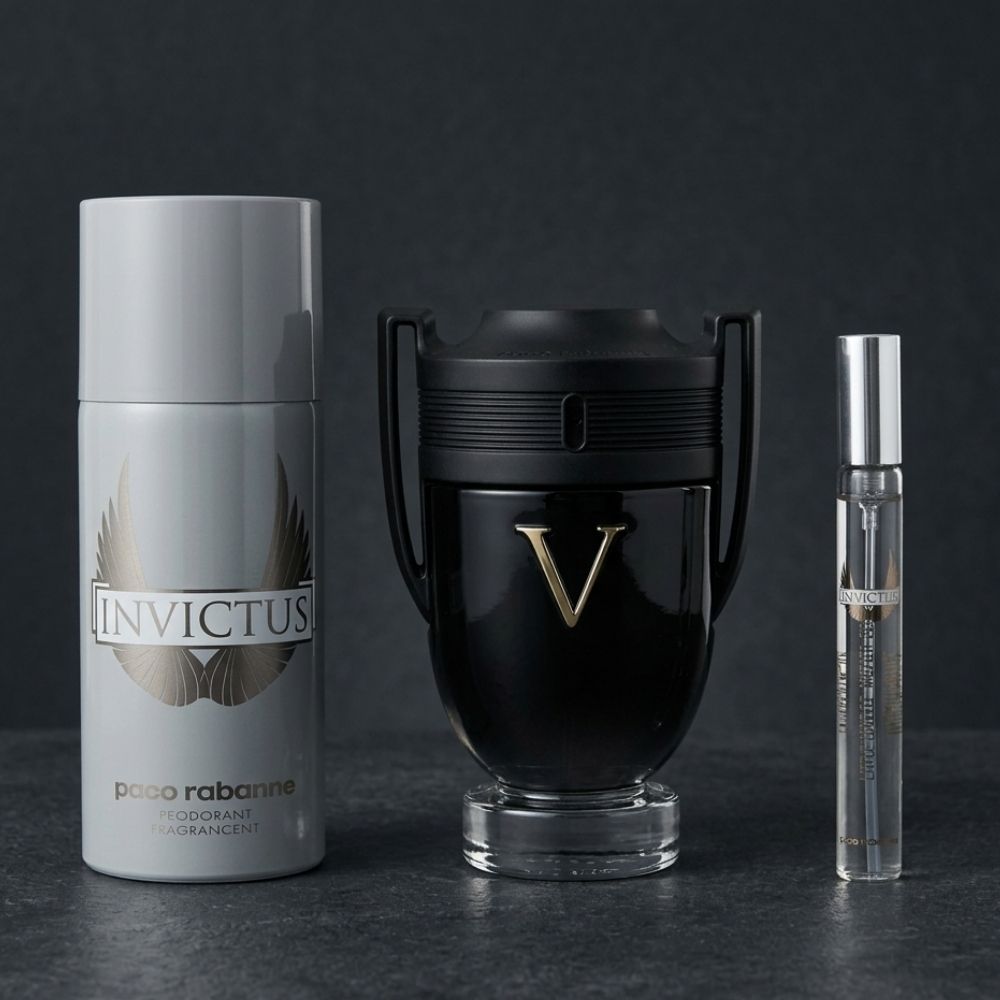 PACO RABANNE INVICTUS VICTORY MEN 3 PSC. GIFT SET WITH 100ML EDP + 150ML DEO + 10ML MG